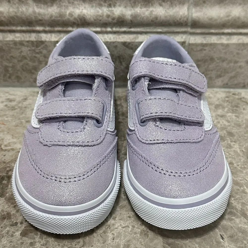 Vans Brooklyn Lifestyle Shoes Canvas NEW Kids Size 8 Purple Shimmer Velcro
